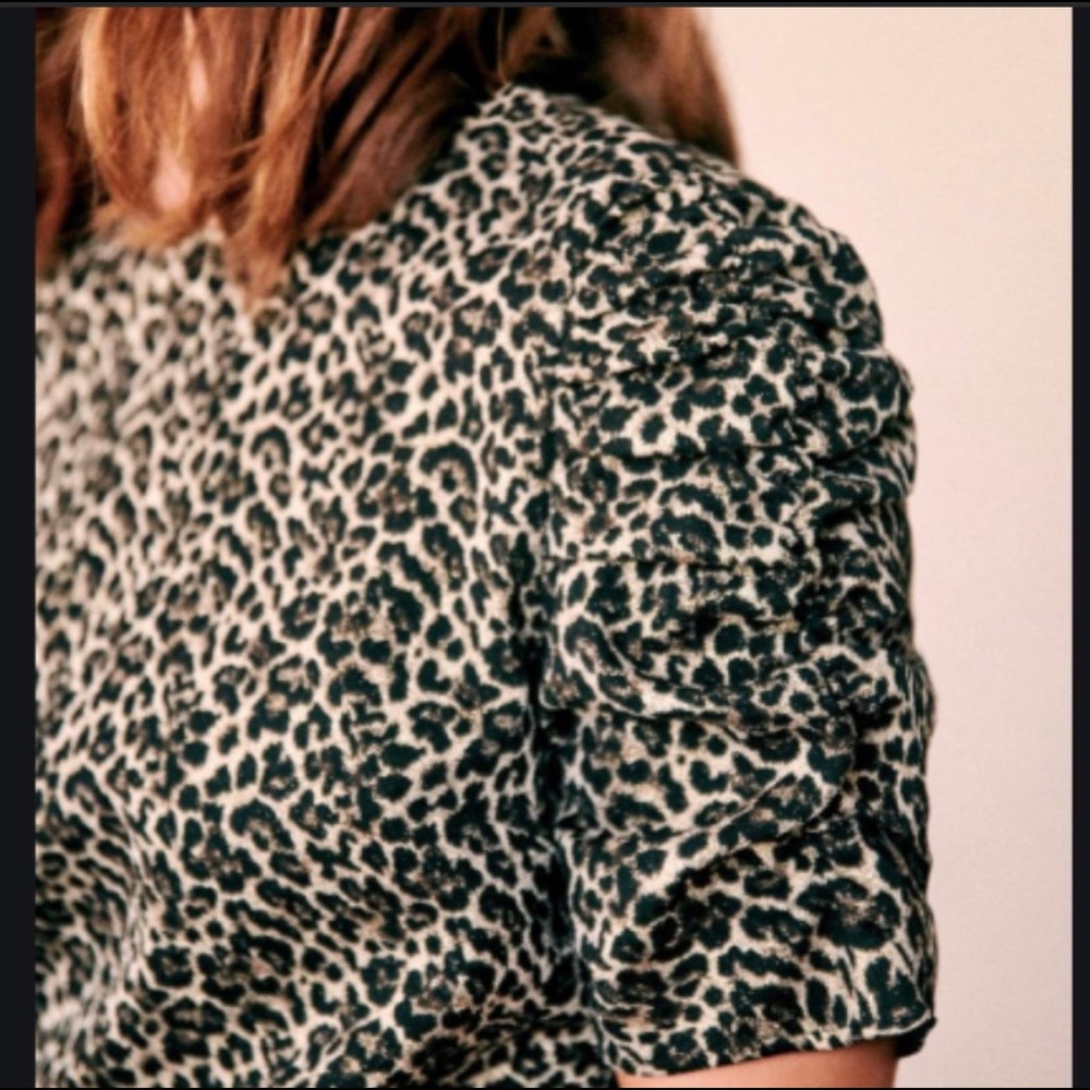 NWOT Sezane Kate Blouse Leopard Size FR 38/US 6 - Picture 2 of 8